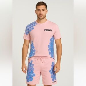 Eternity Pink and Blue Graphic T-Shirt and Shorts Set